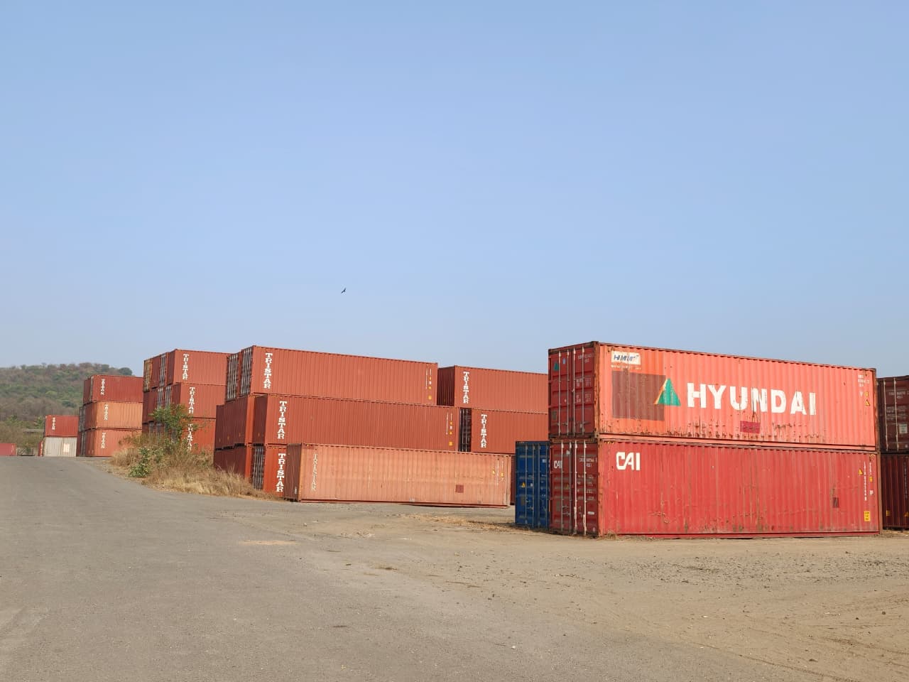 Wide view of shipping containers at the MGS yard